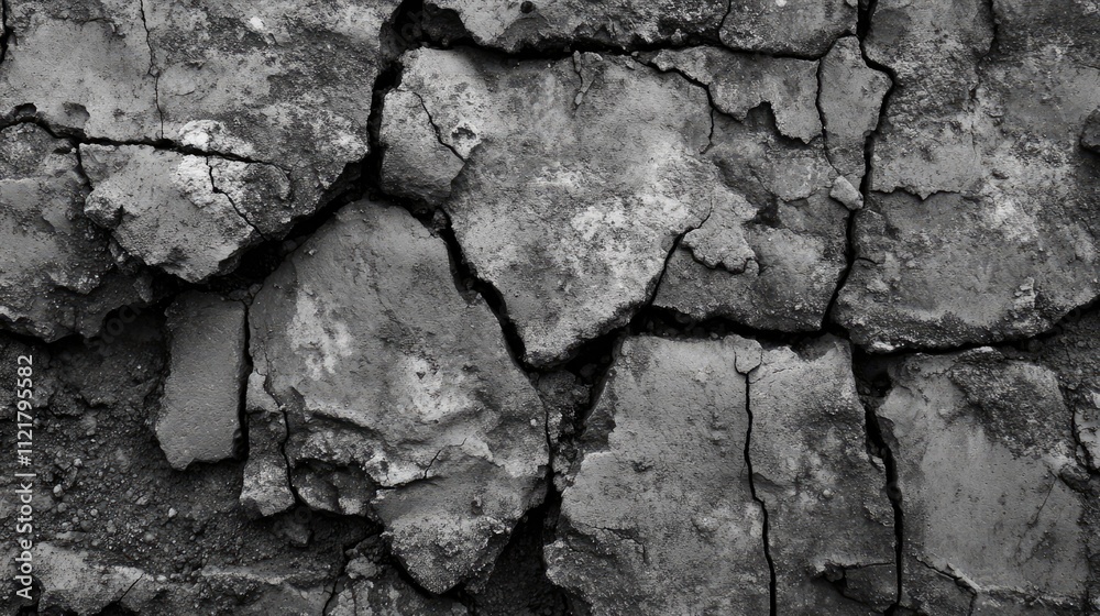 Aufkleber Cracked rough concrete texture detail showcasing weathered gray surface and intricate patterns perfect for backgrounds and design projects
