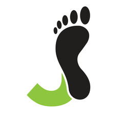 Initial Letter J Foot Logo Design Concept For Step Symbol Vector Sign