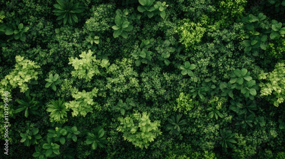 Poster lush green foliage texture from above ideal for backgrounds and nature-themed designs