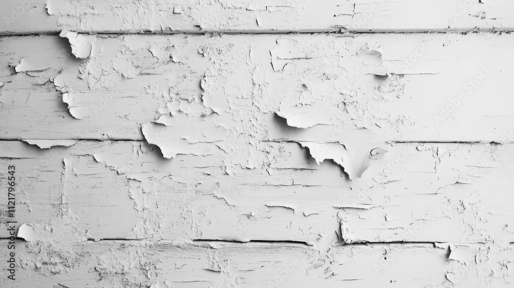 Poster peeling white paint on weathered wood surface highlighting texture and age of the rustic wall in a c