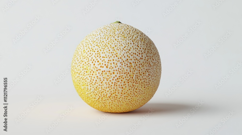 Poster Fresh cantaloupe melon on a clean white background showcasing its unique texture and color for a vibrant food photography concept.