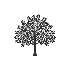 black tree silhouette in white background.