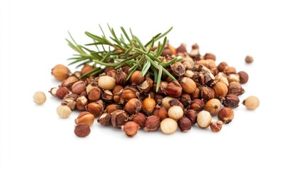 Fototapeta premium Juniper Berries and Sprig Isolated on White Background Natural Herbal Ingredients for Cooking and Medicinal Use
