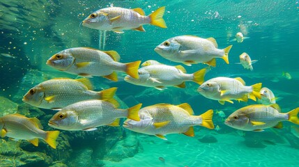 Outdoor aquarium showcasing natural water habitat with vibrant marine life and plants