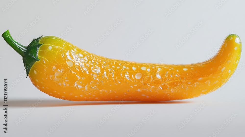 Aufkleber orange spring bitter cucumber with water droplets on white background studio lighting showcasing fre