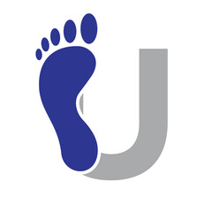 Initial Letter U Foot Logo Design Concept For Step Symbol Vector Sign