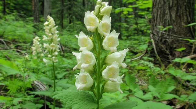 Serrated Wintergreen Orthilia secunda Immature Inflorescence Among Lush Green Forest Background in Soft Natural Light