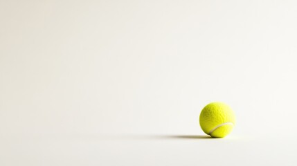 Isolated yellow tennis ball on a clean white background showcasing minimalist sports concept and focusing on the object&acirc;&euro;&trade;s texture and color.