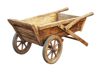 old wooden cart. isolated on a white background