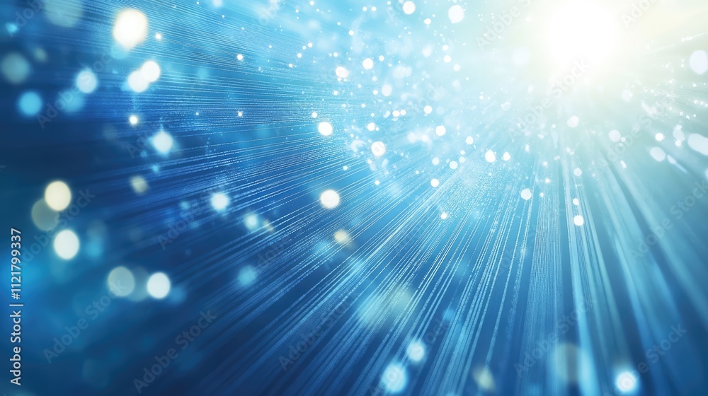 Aufkleber Abstract blue light rays with sparkling bokeh effect representing energy and innovation in renewable technologies and clean energy solutions.