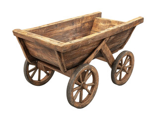 old wooden cart. isolated on a white background
