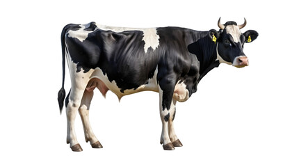 A cow standing in a field with a white background