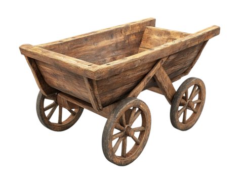 old wooden cart. isolated on a white background