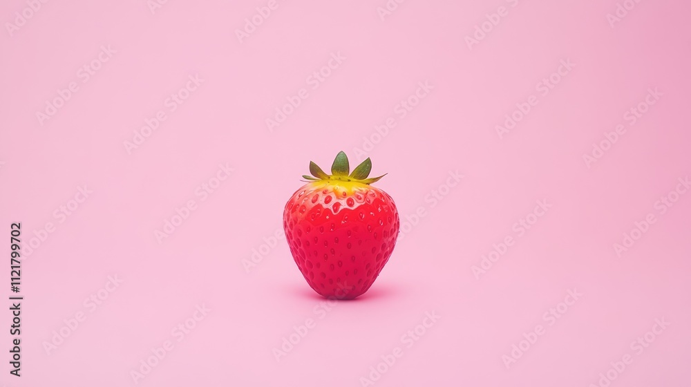 Poster fresh ripe strawberry isolated on pink background showcasing vibrant color and texture ideal for foo