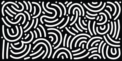 Abstract line doodle pattern in black background