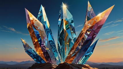 buddhist prayer flags at sunset