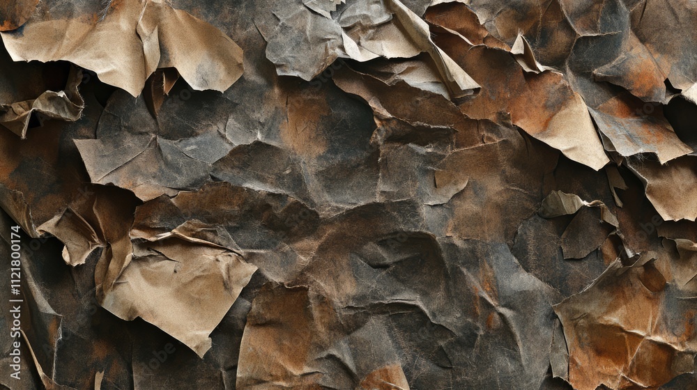 Poster crushed and wrinkled textured paper background for creative design or artistic projects