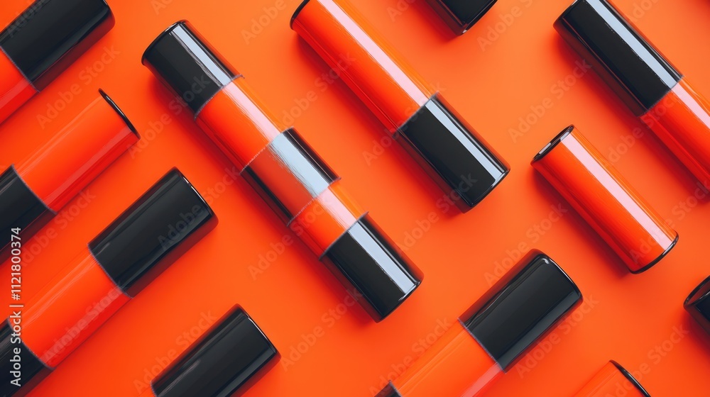 Aufkleber paint brushes and rollers arranged on a vibrant orange background showcasing tools for diy and profe