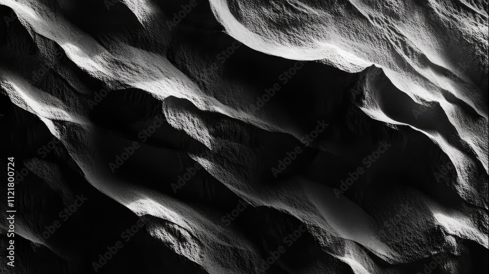 Aufkleber Textured patterns of wind-swept sand dunes creating an abstract monochromatic landscape background