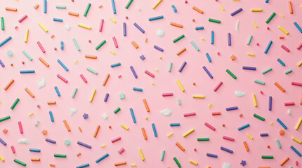 trendy pattern of colorful sprinkles for background of design banner, poster, flyer, card, postcard, cover, brochure over pink colorful wallpaper of holiday