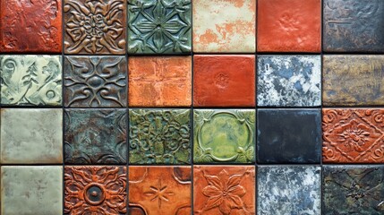 Ceramic tile patterns showcasing diverse textures and colors for design and architecture inspiration