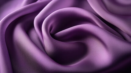 Obraz premium Luxury purple satin fabric texture with elegant waves and soft creases, perfect for backgrounds in fashion, decor, and holiday themes.