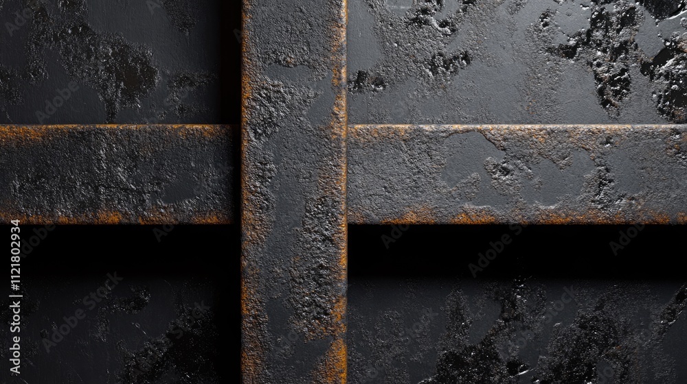 Poster rusty steel t-bar texture with industrial surfaces and weathered metallic finish for background and 