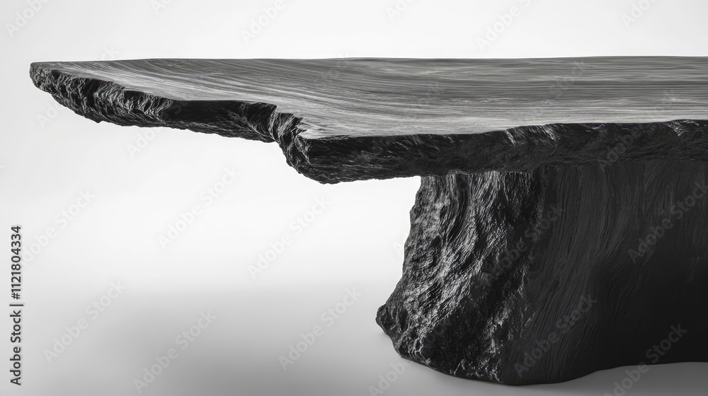 Aufkleber sculptural black stone table with a unique organic design showcasing elegant texture and modern aest