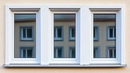 Obraz premium Modern thermal windows featuring energy-efficient heatproof glazing for enhanced insulation and aesthetic appeal in urban architecture.
