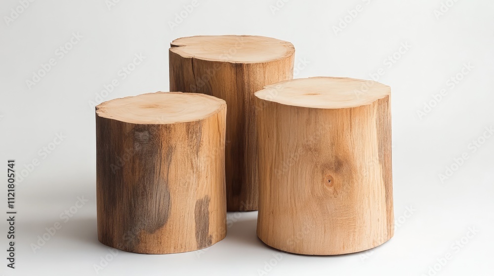 Poster natural wooden logs cut from poplar trees arranged in a minimalist style perfect for woodworking or 