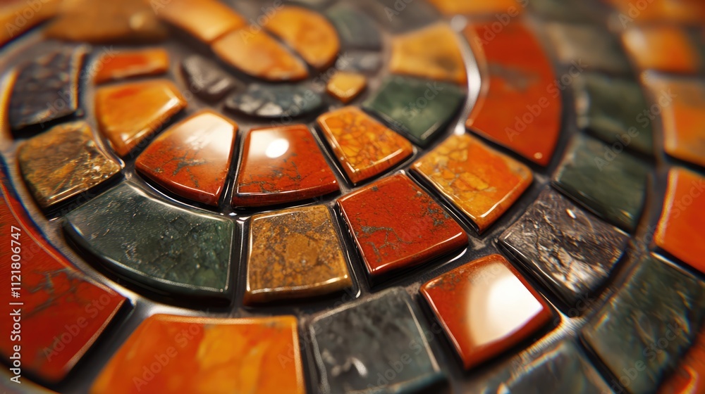 Poster colorful mosaic tile flooring material close-up for construction and interior design projects showca