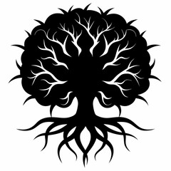 Ebony Roots vector silhouette black design white background