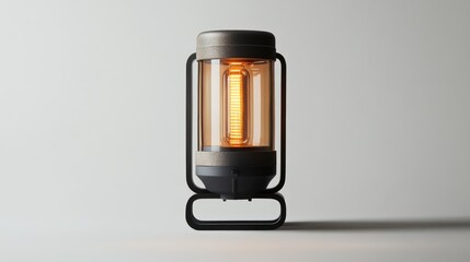 Obraz premium Modern 12V Halogen Lamp with Clear Glass and Metal Frame on Minimalist White Background