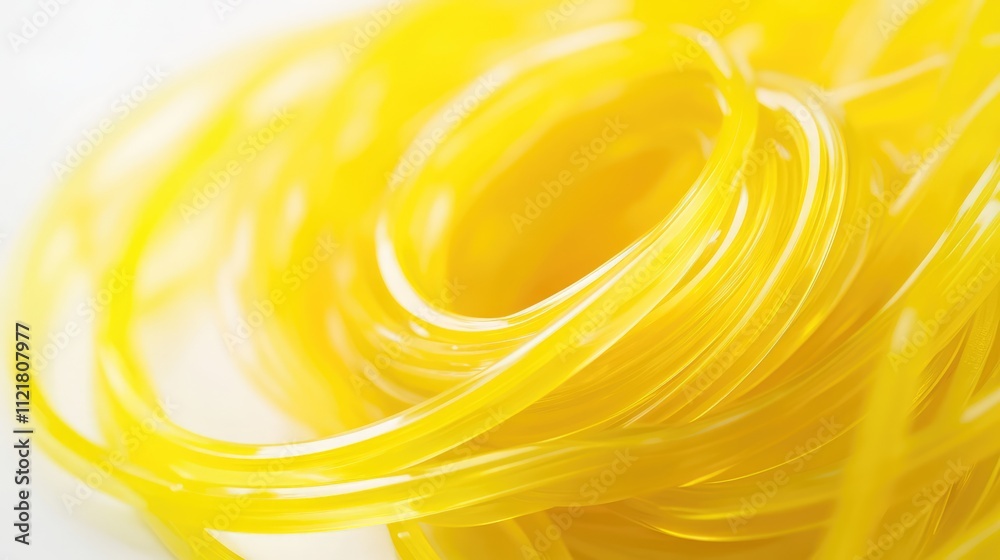 Aufkleber Bright yellow 3D printing filament in a closeup view highlighting creativity and artistic possibilities with vibrant plastic material