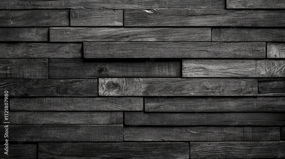 Aufkleber textured timber stack in black and white natural wood background for rustic and modern design aesthe