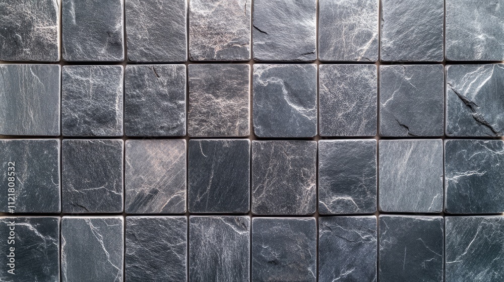 Poster Textured Dark Slate Tiles Background for Renovation Projects with Copy Space for Design and Construction Concepts