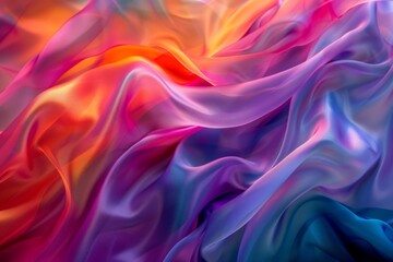 Obraz premium Vibrant Multicolored Silk Fabric Waves Creating a Dreamy Abstract Background for Artistic Designs and Creative Projects