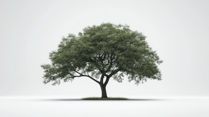 Obraz premium Solitary tree stands out against a bright white background symbolizing nature's beauty and tranquility in minimalist design.