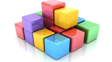 Obraz premium A 3D grid of cubes, each highlighted in a different color to represent data segmentation.