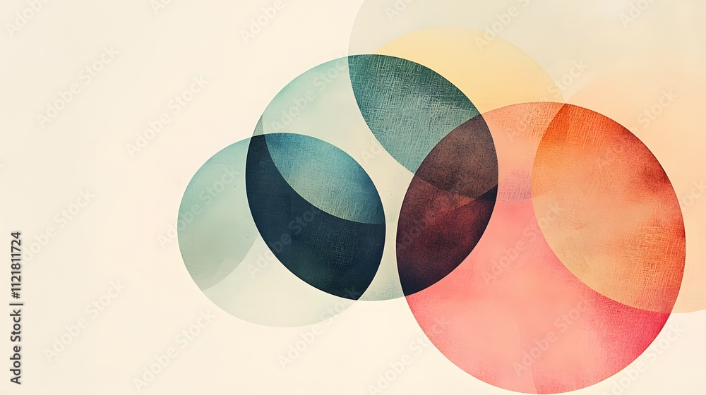 Aufkleber An abstract design of colorful circles intersecting to form a classification Venn diagram.