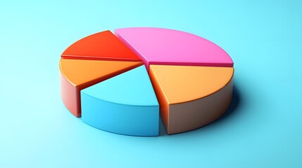 Obraz premium A dynamic 3D pie chart with rotating sections, each representing a classification group.