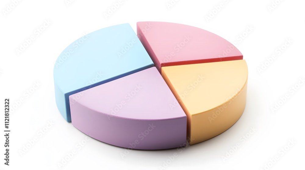 Poster A segmented pie chart in soft pastel colors on a clean white background, symbolizing market segmentation.