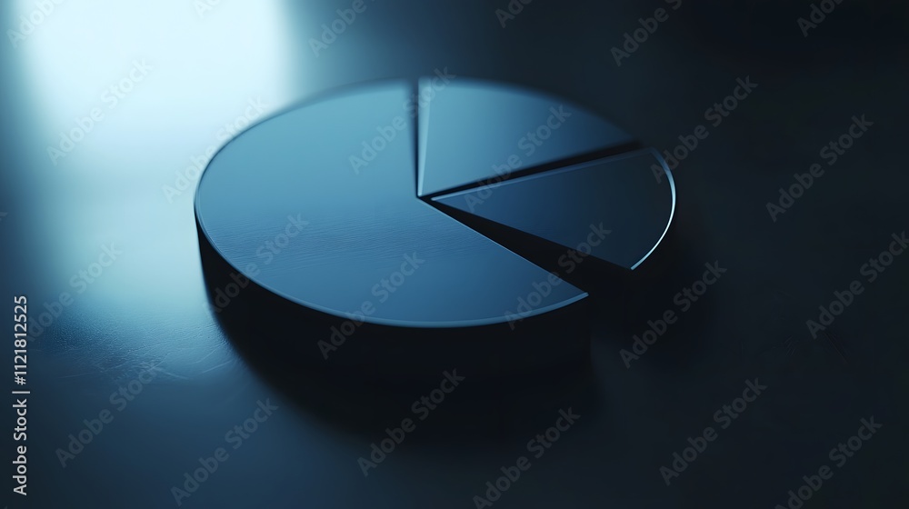 Aufkleber A digital tablet displaying a segmented pie chart in monochromatic tones with subtle gradients.
