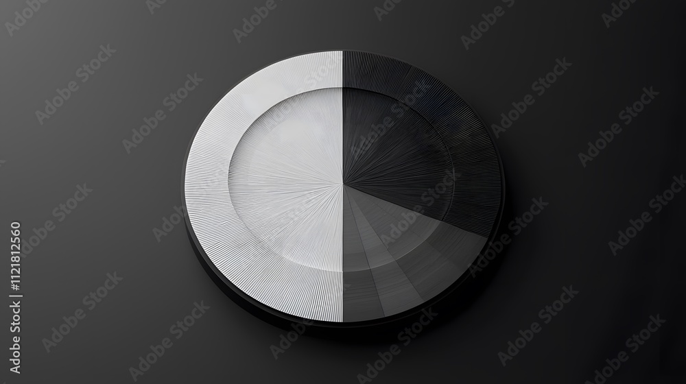Aufkleber A digital tablet displaying a segmented pie chart in monochromatic tones with subtle gradients.