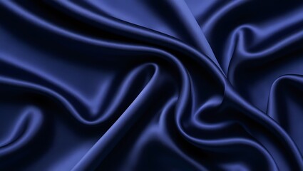 Obraz premium Close-Up of Luxurious Deep Blue Fabric with Smooth Texture, Highlighting Soft Folds, Light and Shadow Play, and an Abstract, Sophisticated, and Silky Appearance.