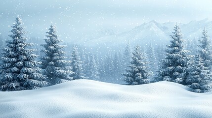 Naklejka premium A snowy landscape with trees and mountains in the background