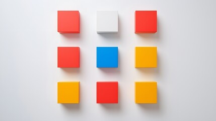 A minimalist grid of colorful rectangles on a white background, symbolizing classified data.