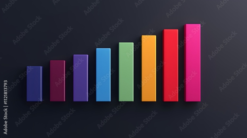 Aufkleber A bar graph with smooth gradient shades representing distinct classifications.