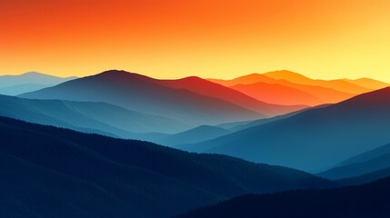 Fototapeta premium A view of a mountain range with a sunset in the background