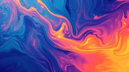Obraz premium Abstract Swirling Paint Colors Blue Orange Pink Purple